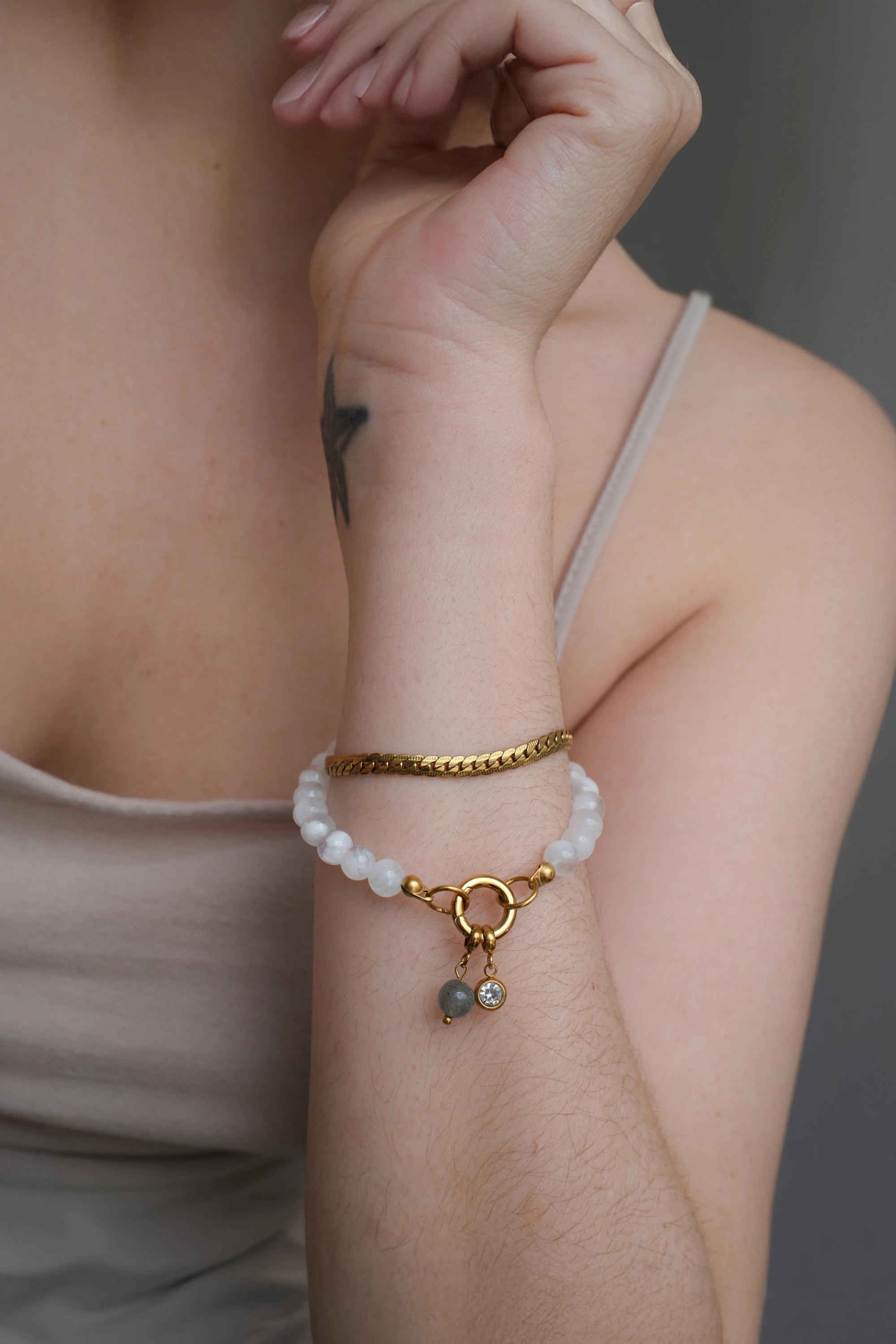 Brazalete Moonstone Labradorite Set